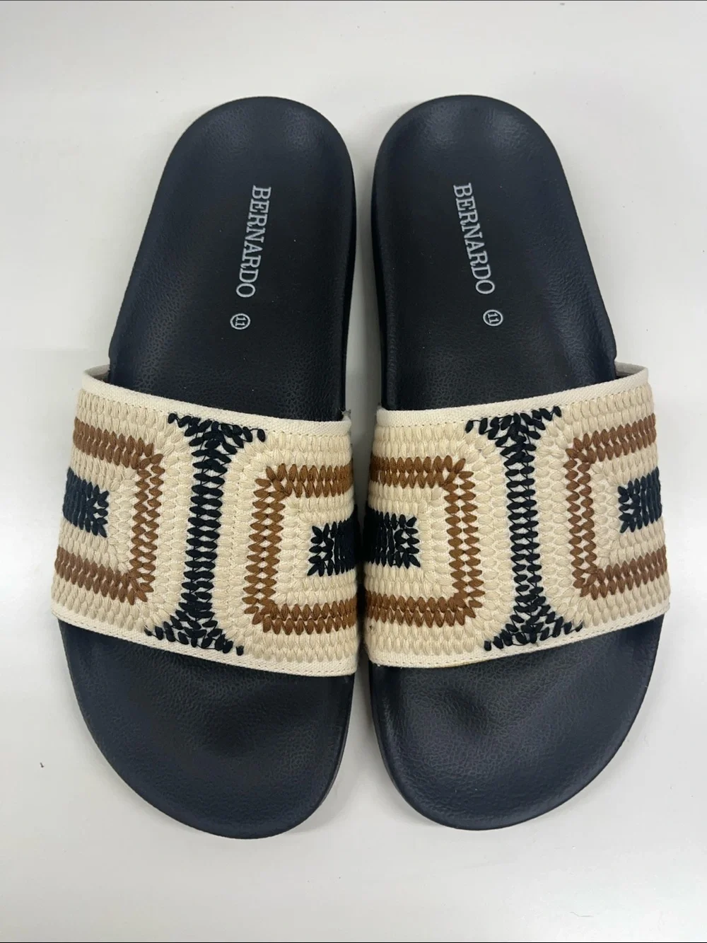 New Anthropologie Bernardo Reese Slide Sandal in Black Multi Size 11